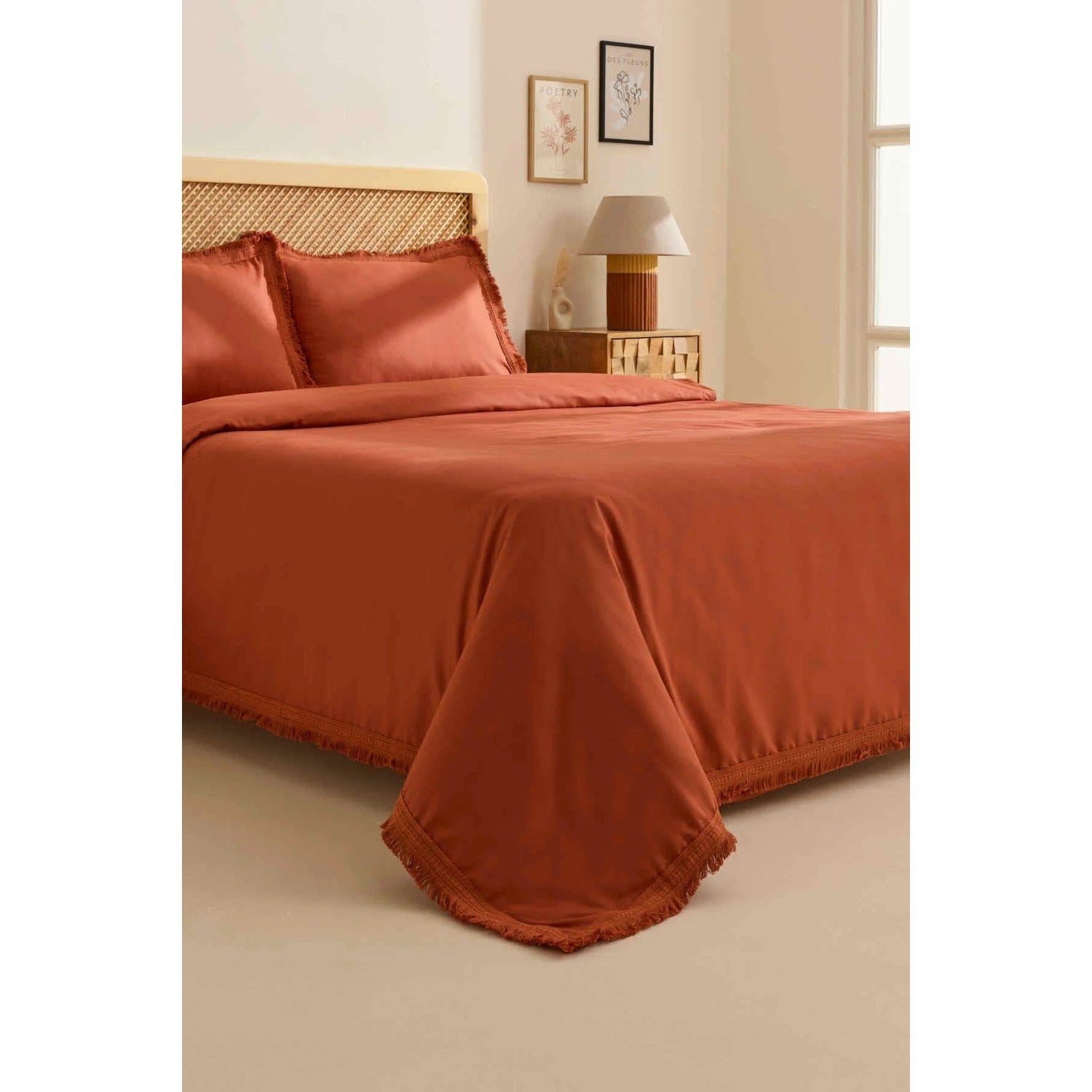 Karaca Home Helios %100 Cotton Double Duvet Cover Set Terra Cota - MALLTURK