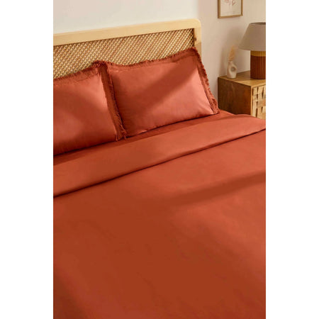 Karaca Home Helios %100 Cotton Double Duvet Cover Set Terra Cota - MALLTURK