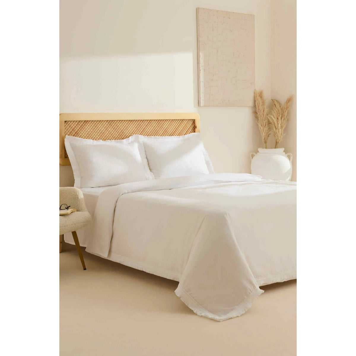 Karaca Home Helios %100 Cotton Double Duvet Cover Set White - MALLTURK