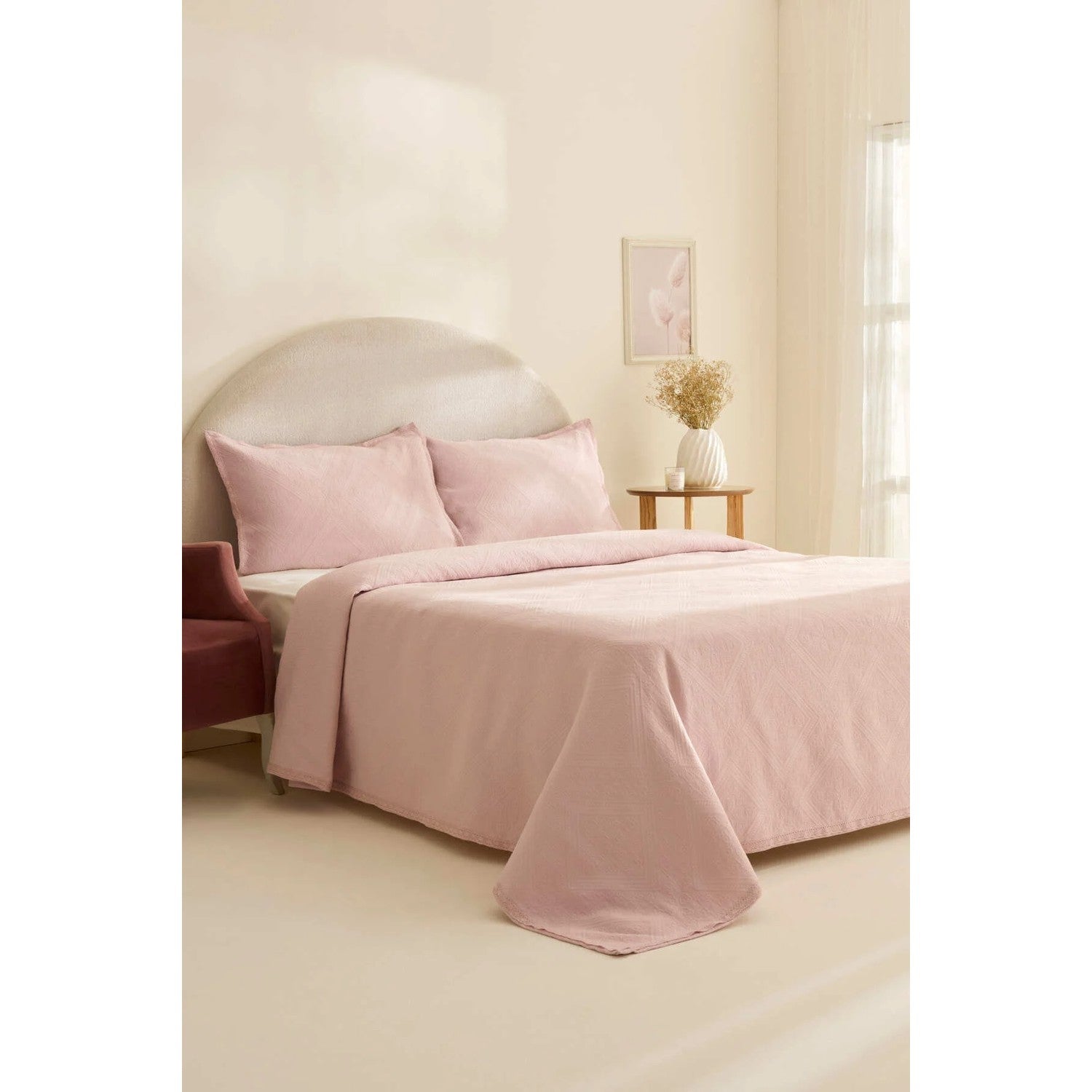 Karaca Home Adelia Fistolu Double Bedspread Set Powder Pink - MALLTURK