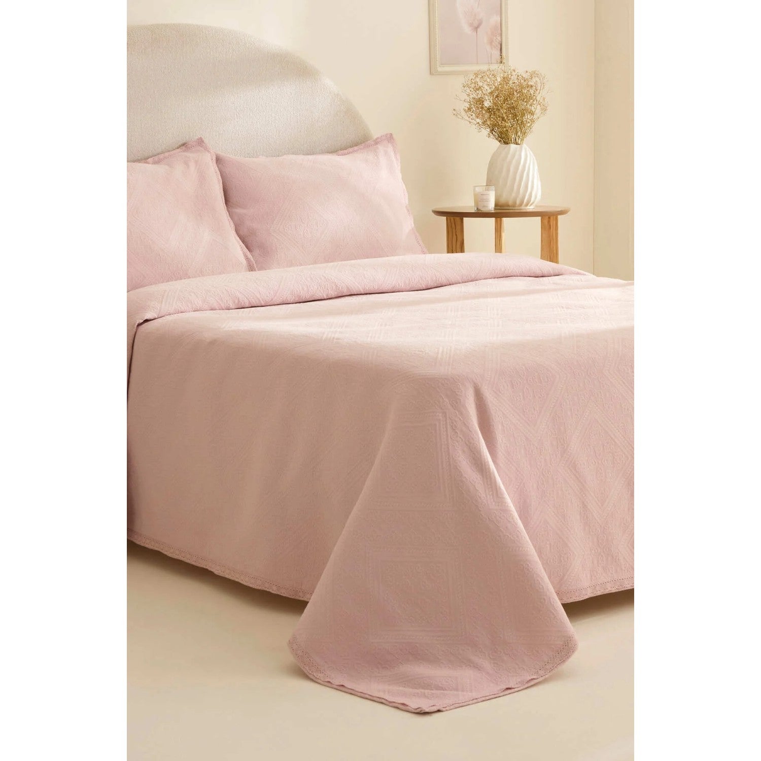 Karaca Home Adelia Fistolu Double Bedspread Set Powder Pink - MALLTURK