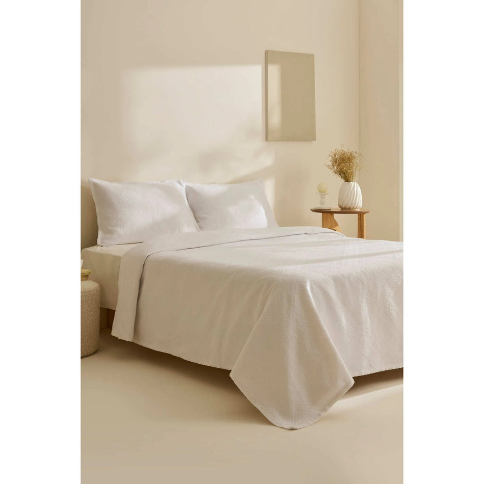 Karaca Home Adelia Frilled Double Bedspread Set White - MALLTURK