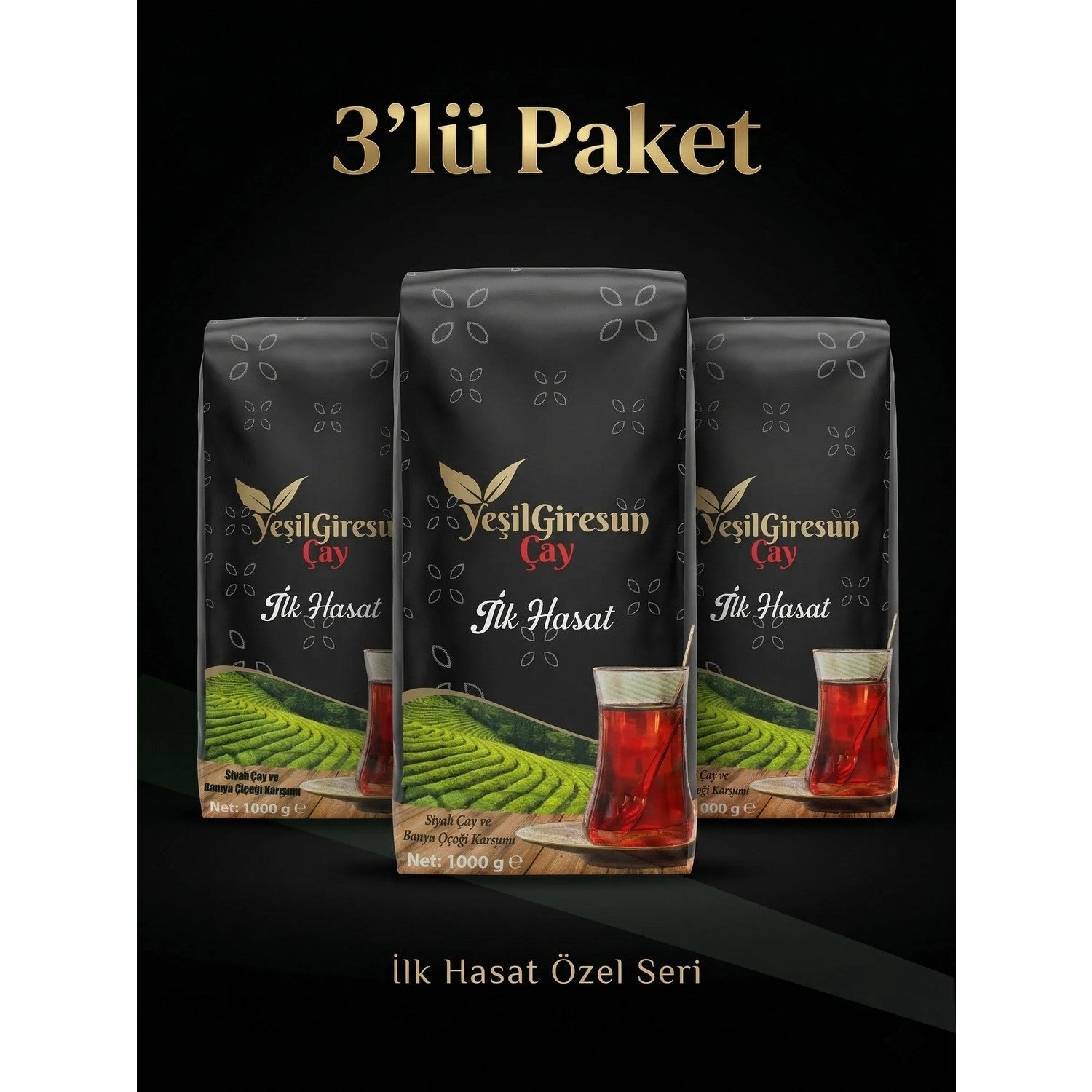 Yesil Giresun tea Ilk Hasat Mayis tea 1.000 g x 3 pack - MALLTURK