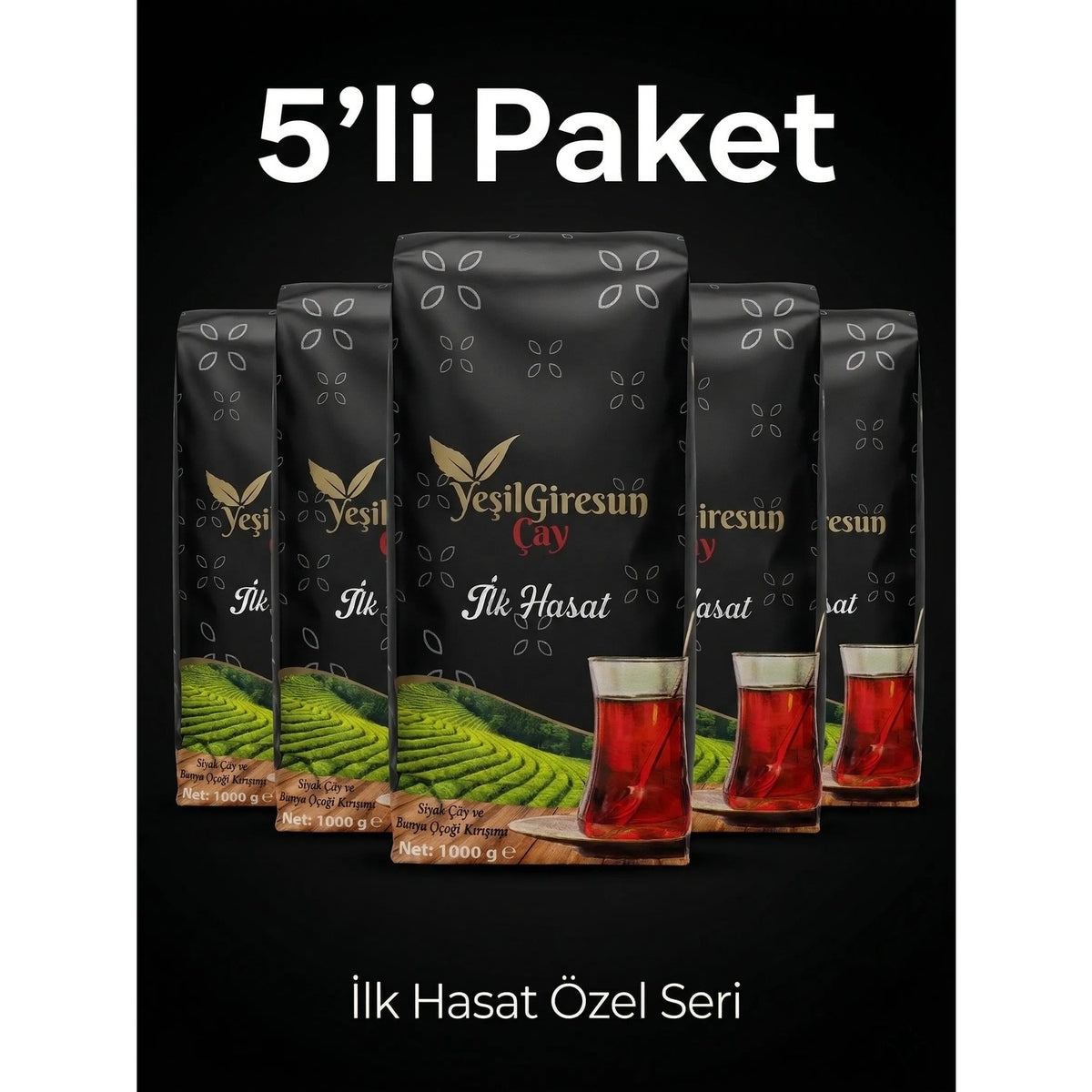 Yesil Giresun tea Ilk Hasat Mayis tea 1.000 g x 5 pack - MALLTURK