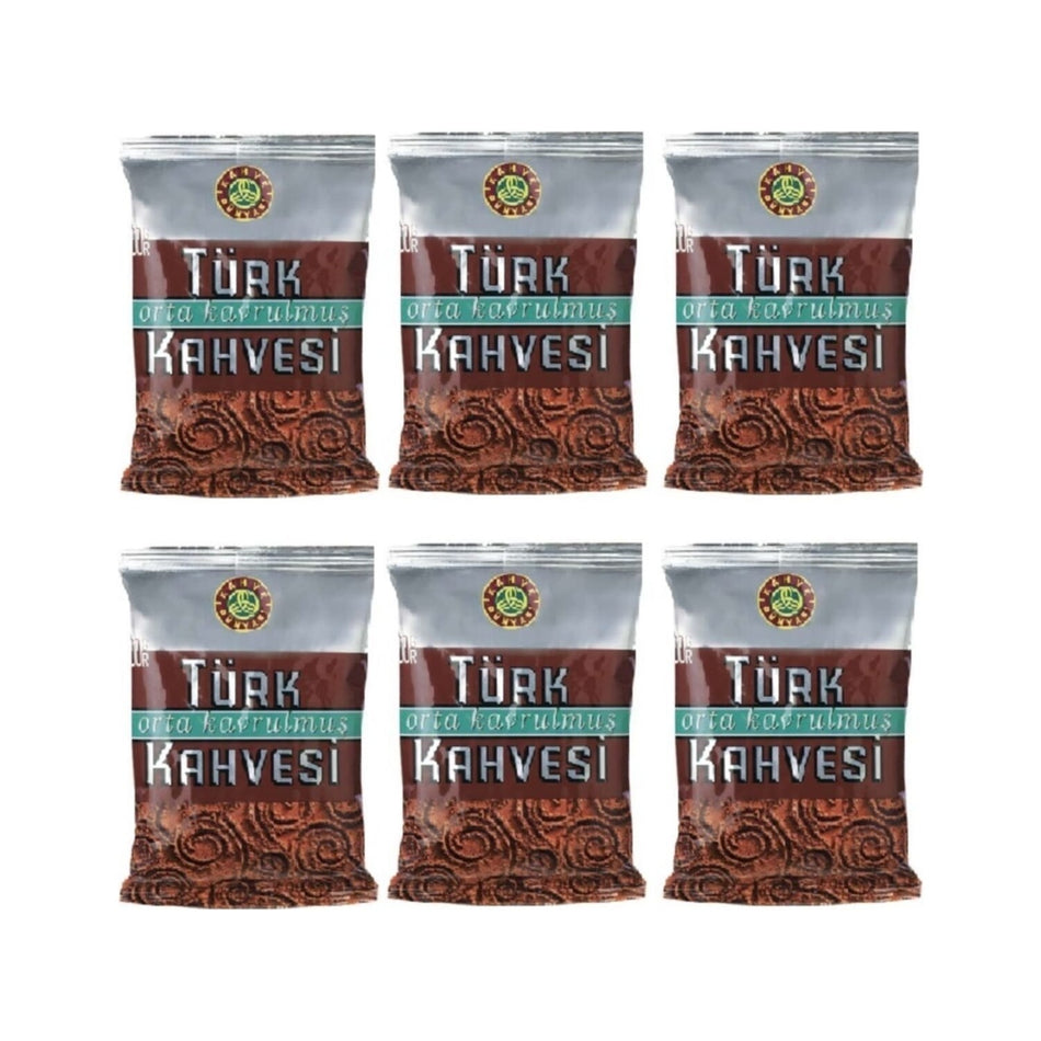 Coffee World Medium Roast Turkish Coffee 100 gr 6-Pack Freshly Ground Delicious Aroma - MALLTURK