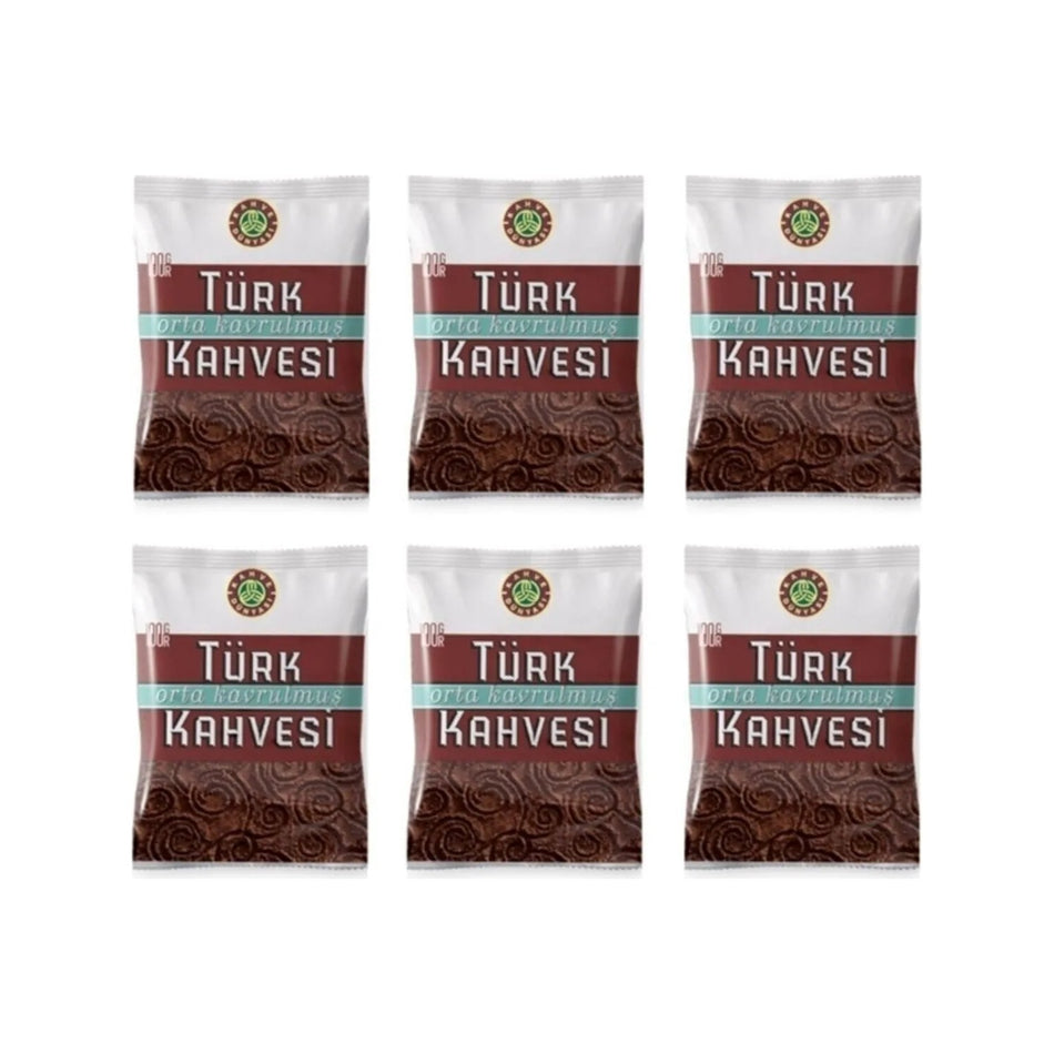 Coffee World Medium Roast Turkish Coffee 100 gr 6-Pack Freshly Ground Delicious Aroma - MALLTURK