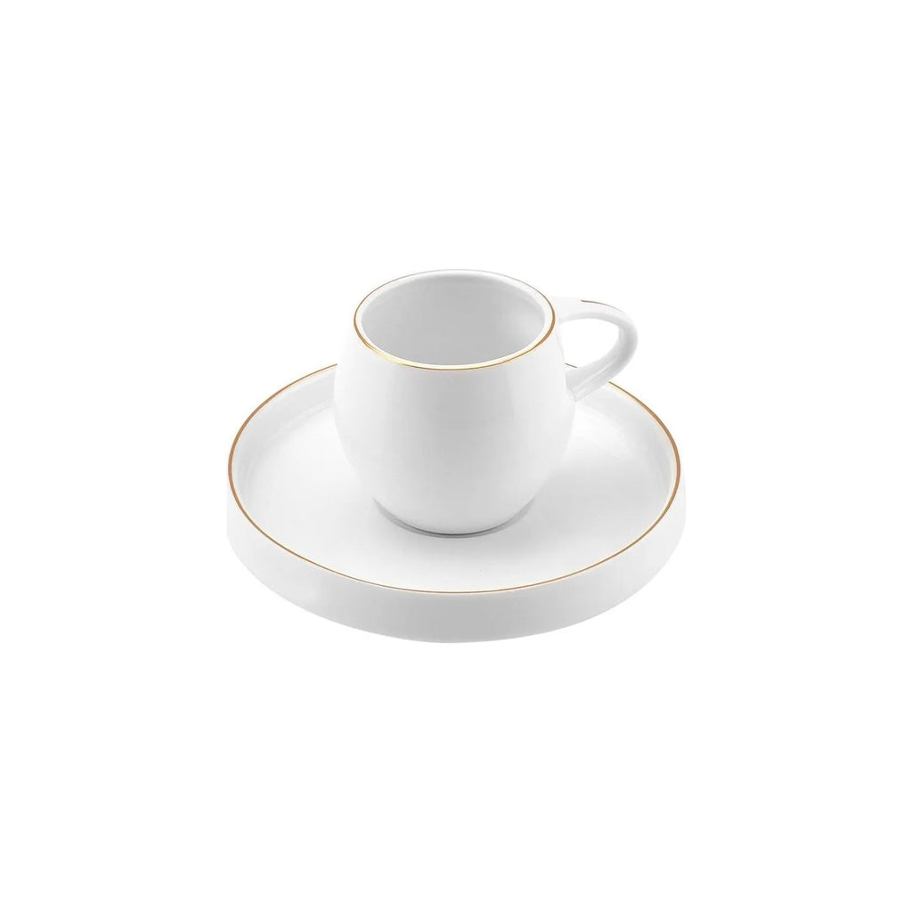 Karaca Sunset 12-Piece White Porcelain Turkish Coffee Cup Set for 6