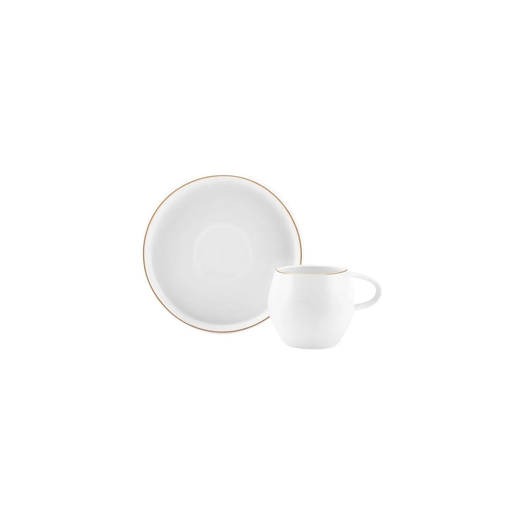 Karaca Sunset 12-Piece White Porcelain Turkish Coffee Cup Set for 6