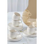 Karaca Sunset 12-Piece White Porcelain Turkish Coffee Cup Set for 6