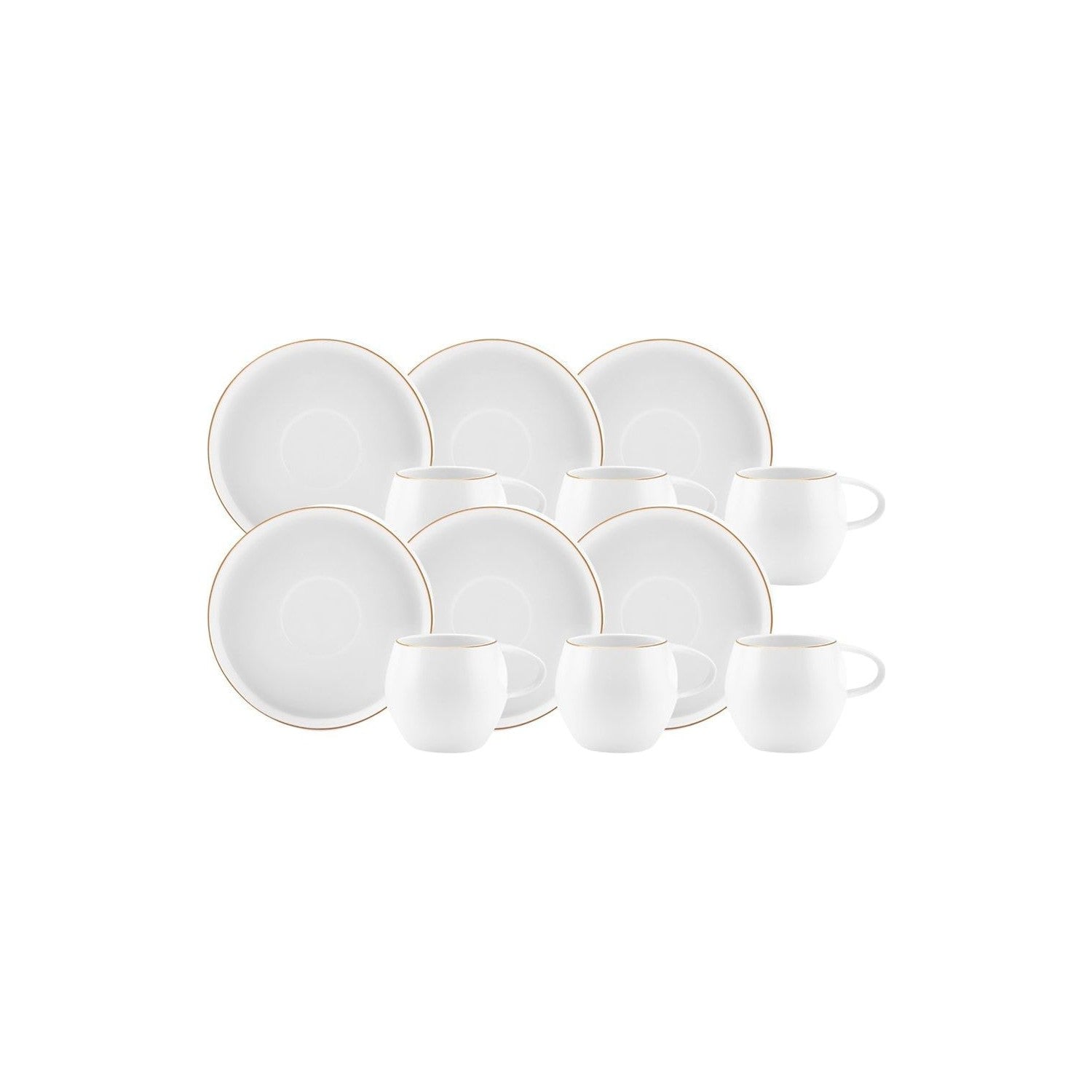 Karaca Sunset 12-Piece White Porcelain Turkish Coffee Cup Set for 6