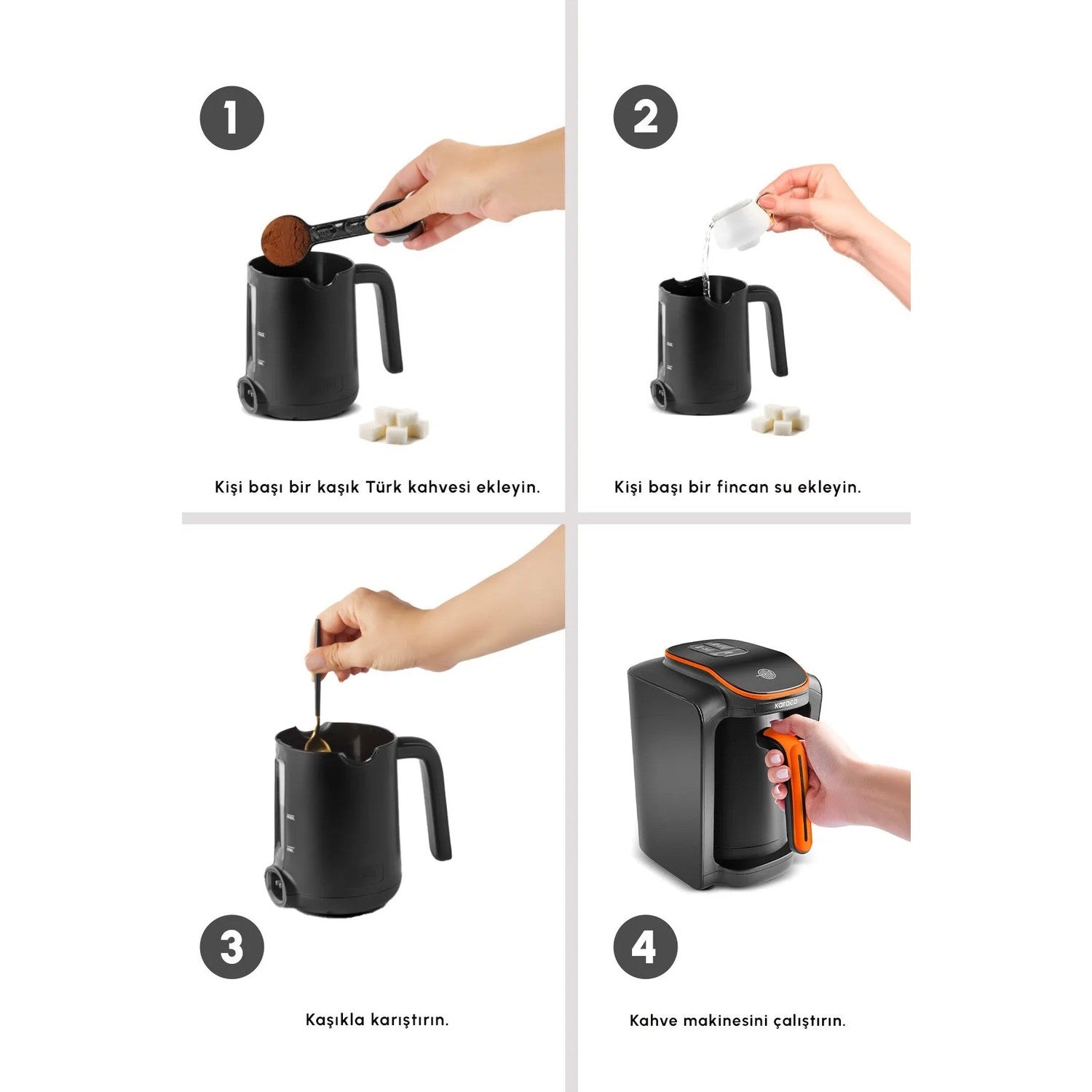 Karaca Hatir Neo-S Automatic Turkish Coffee Maker, Orange, 5-Cup Capacity - MALLTURK
