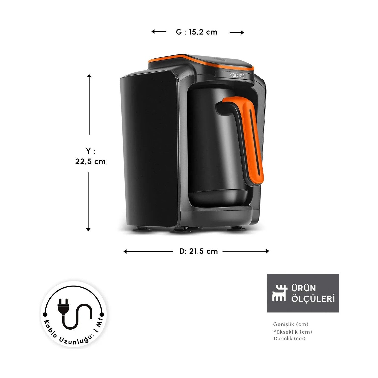 Karaca Hatir Neo-S Automatic Turkish Coffee Maker, Orange, 5-Cup Capacity - MALLTURK