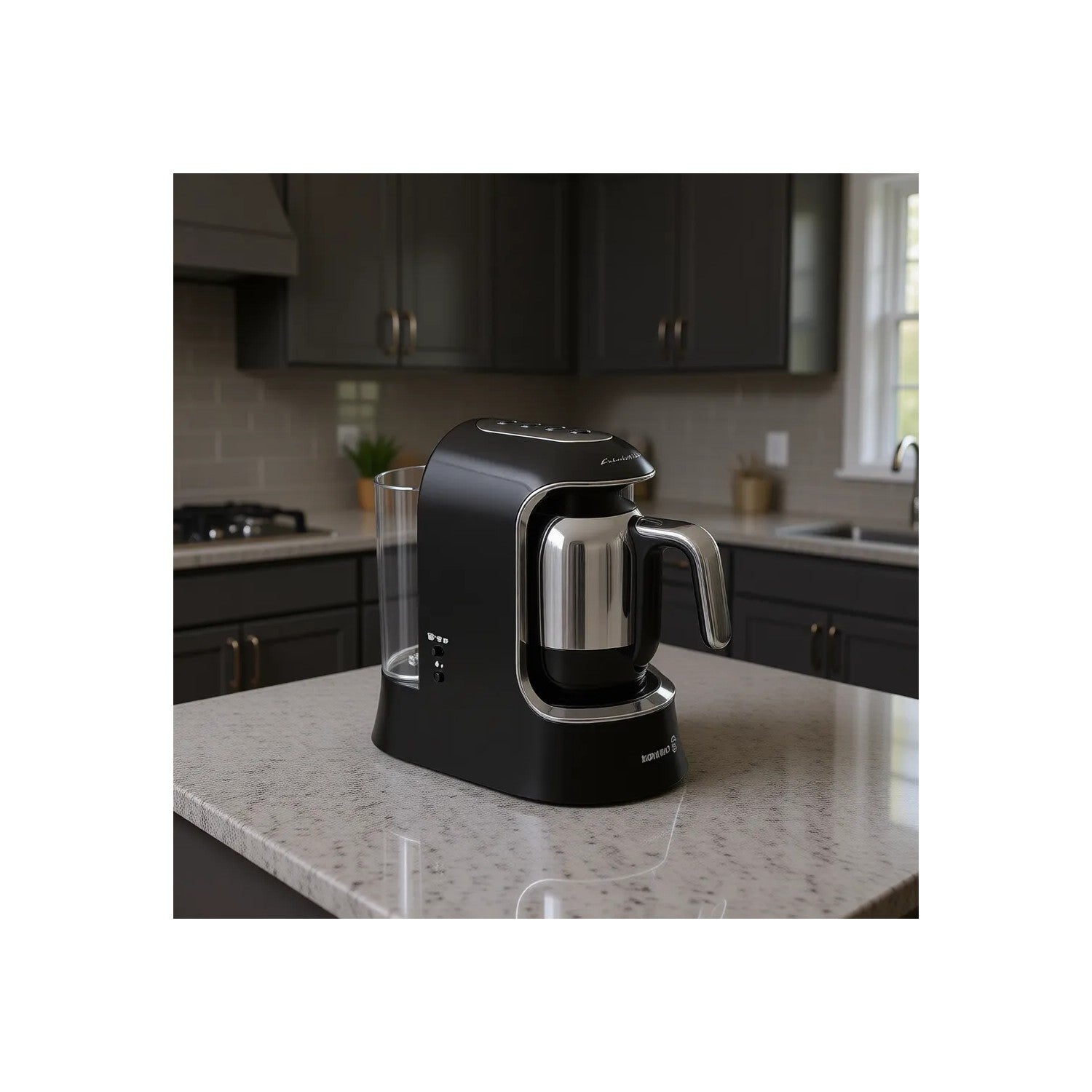 Korkmaz Kahvekolik Automatic Coffee Maker, Black and Chrome - MALLTURK