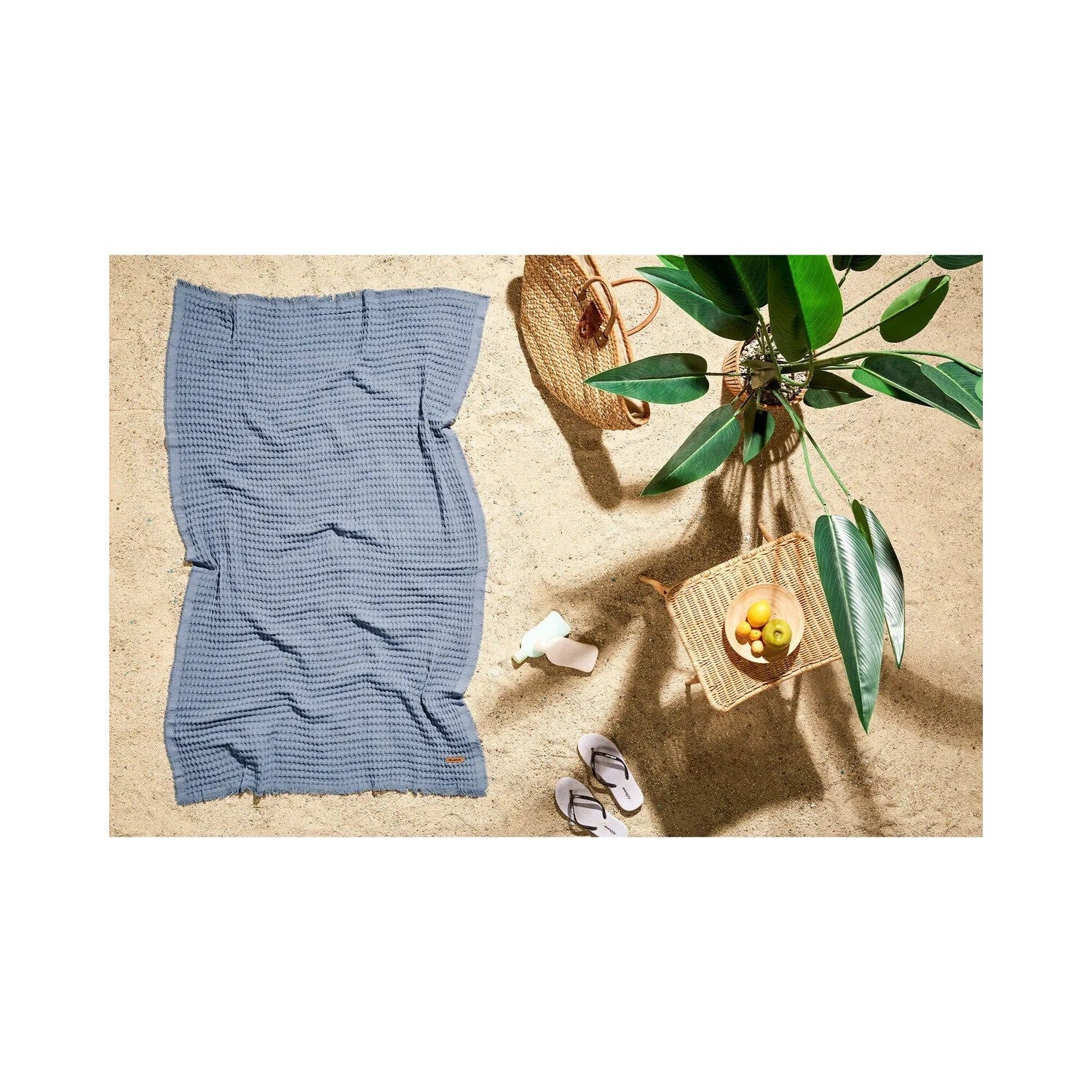 Ozdilek Waffle Beach Towel 70x140 cm Navy Blue - MALLTURK