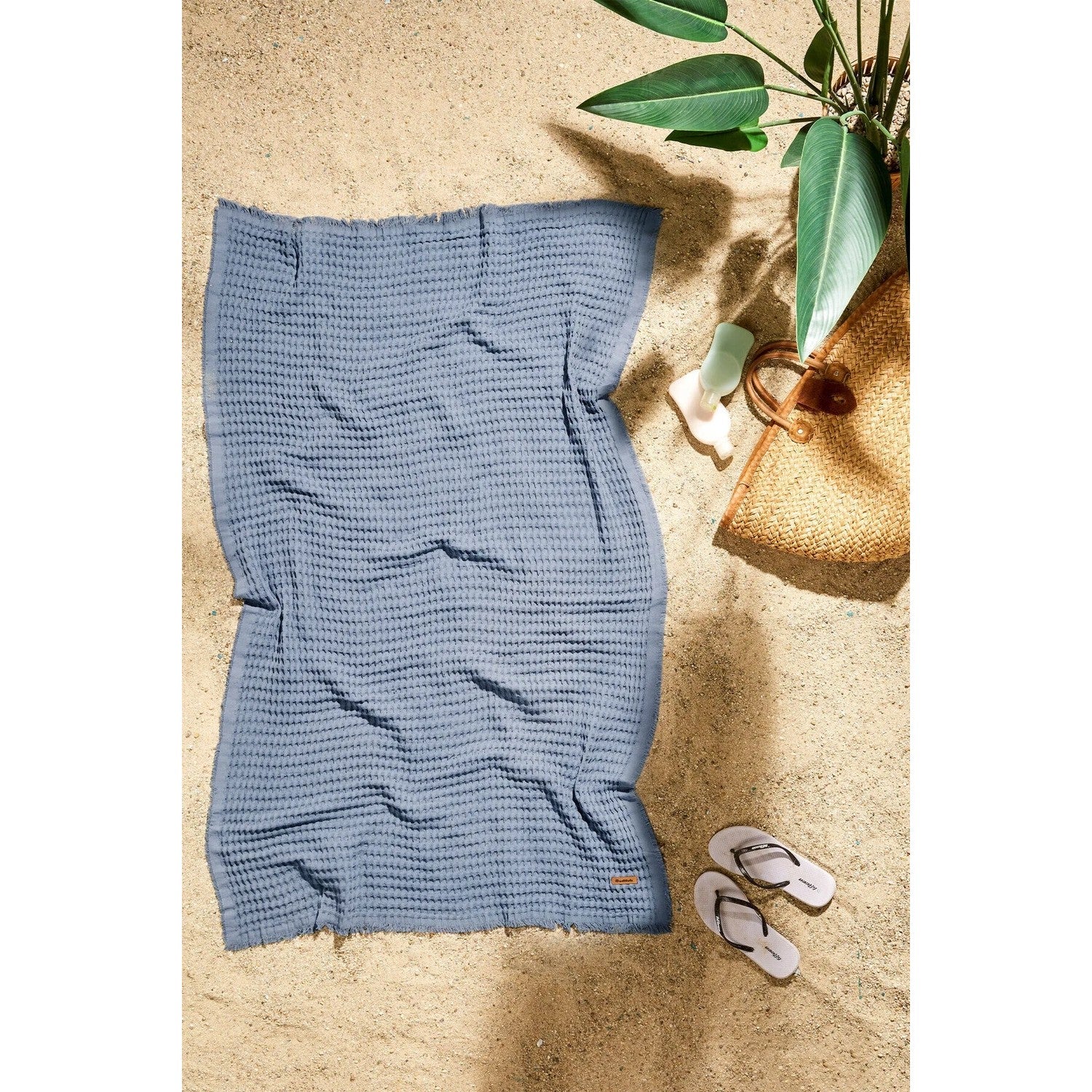 Ozdilek Waffle Beach Towel 70x140 cm Navy Blue - MALLTURK