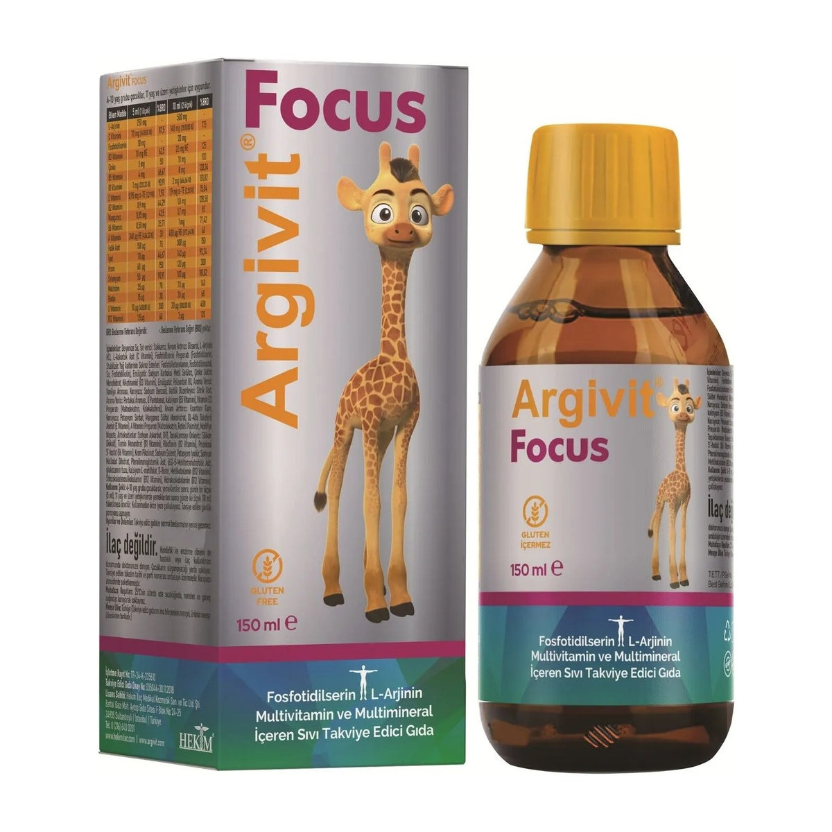 Argivit Focus 150 ml Fosfotidilserin L-Arjinin Multivitamin Turkey Origin Dietary Supplement - MALLTURK