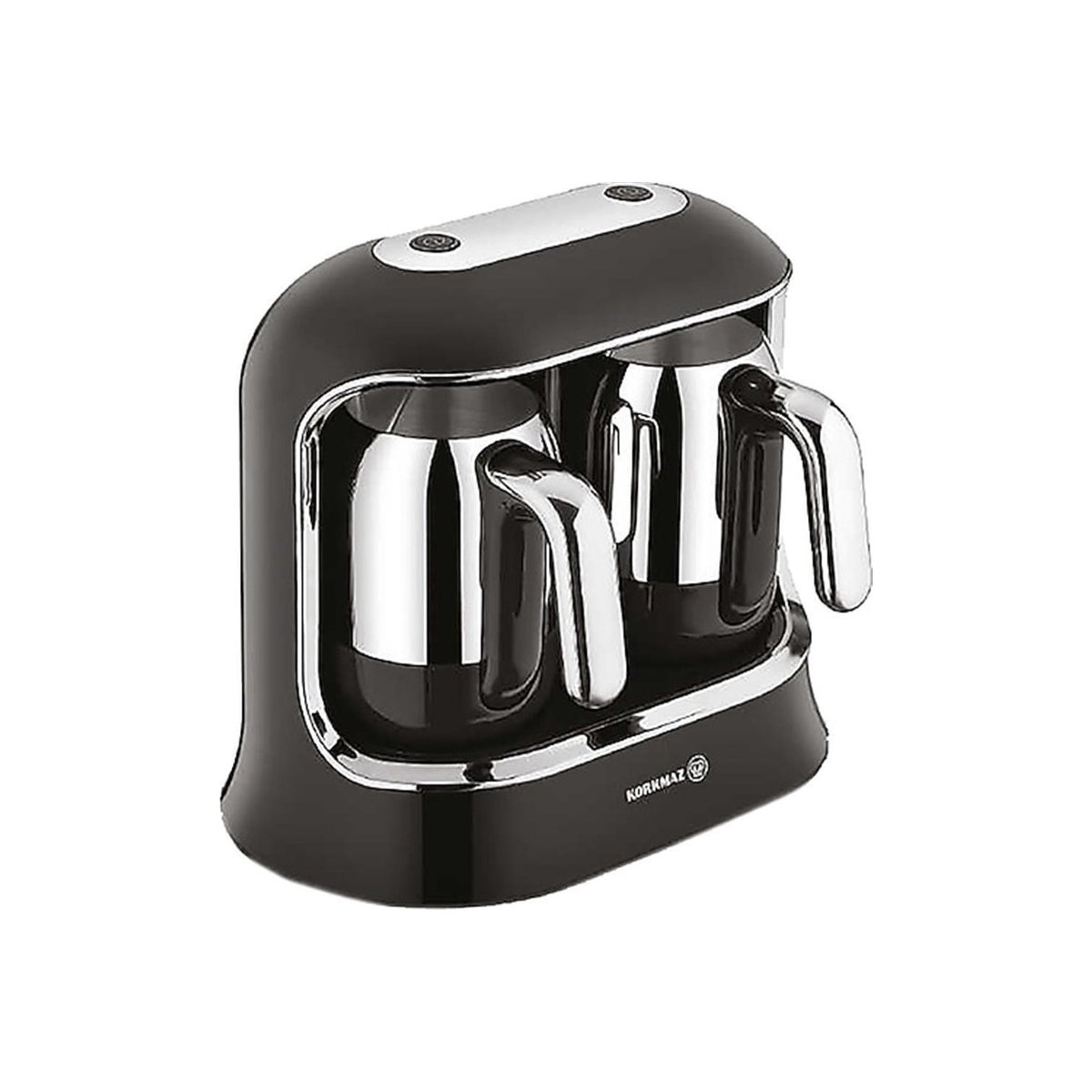 Korkmaz Kahvekolik Twin Automatic Coffee Maker, Black and Chrome - MALLTURK