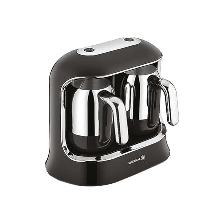 Korkmaz Kahvekolik Twin Automatic Coffee Maker, Black and Chrome - MALLTURK