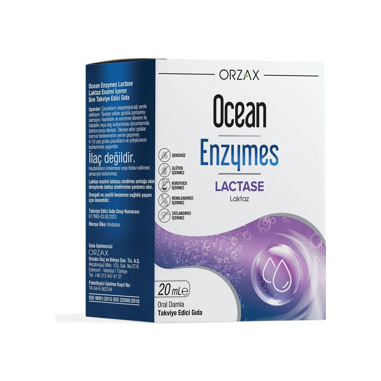 Orzax Ocean Enzymes Lactase Drops 20 ml Sivi Dietary Supplement India Origin - MALLTURK