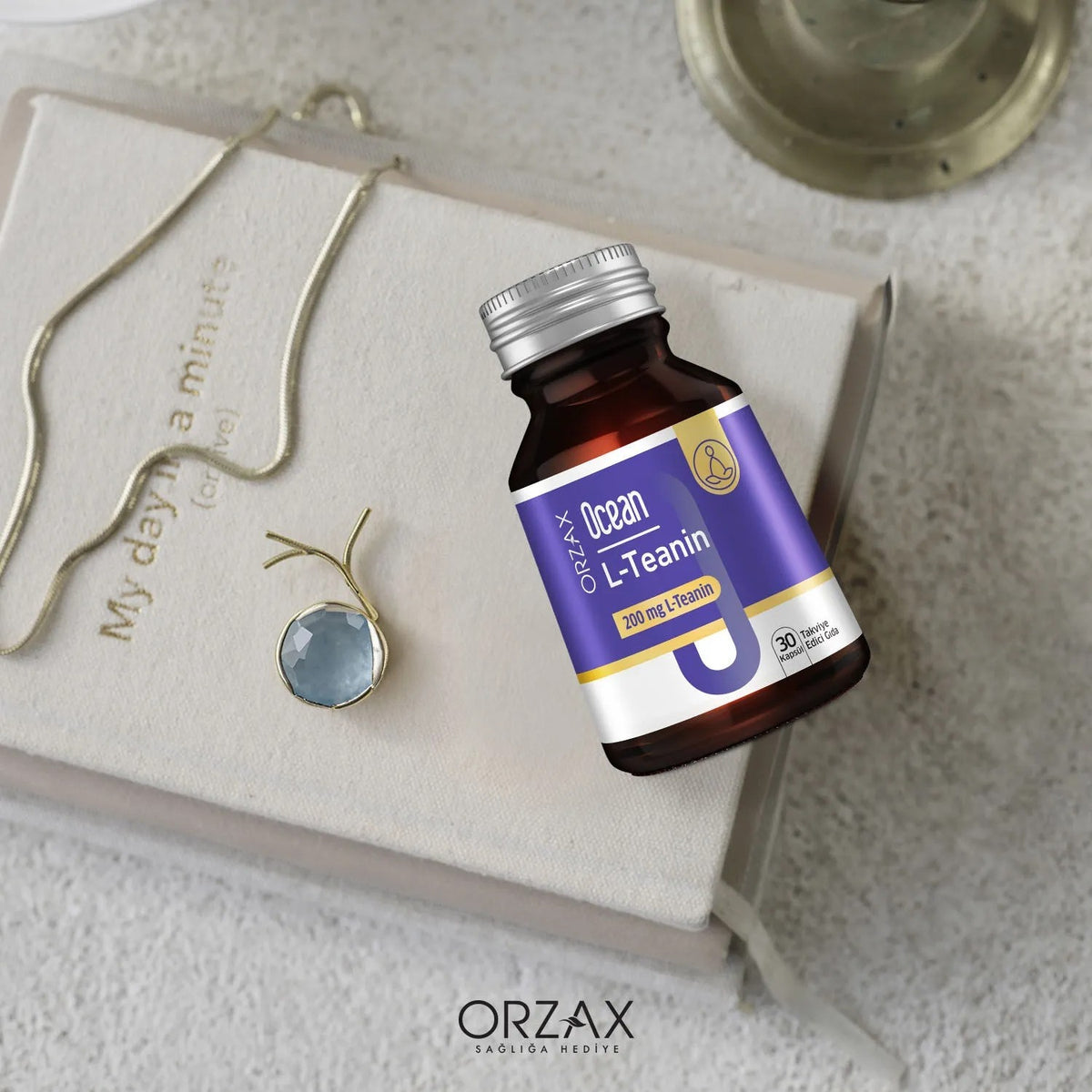 Orzax Ocean L-Teanin 200 mg 30 Capsule Vegan Dietary Supplement Turkey Origin - MALLTURK