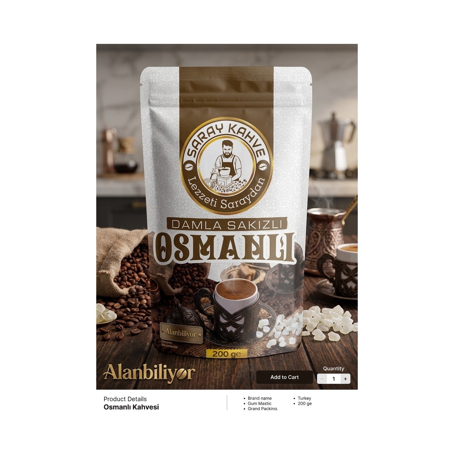 Saray Kahve Mastic Flavored Ottoman Coffee 200 g - MALLTURK