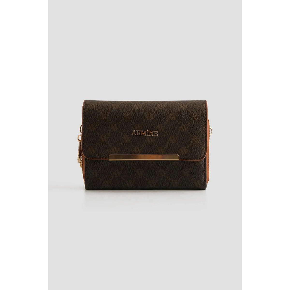 Armine Model Polka Dot Handbag Brown - MALLTURK