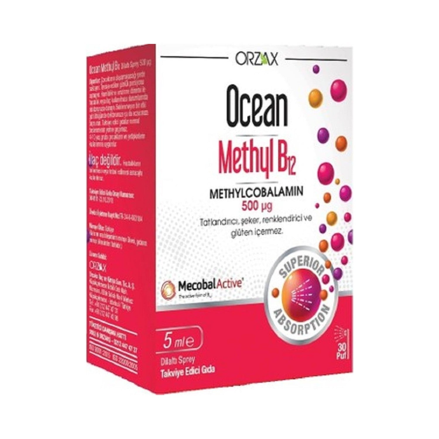 Orzax Ocean Methyl B12 1000 Mcg Spray 10 ml - MALLTURK