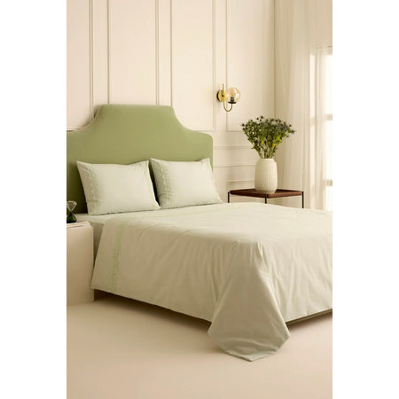 Karaca Home Lunelle Lace Double Duvet Cover Set Sage Green - MALLTURK