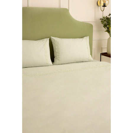 Karaca Home Lunelle Lace Double Duvet Cover Set Sage Green - MALLTURK
