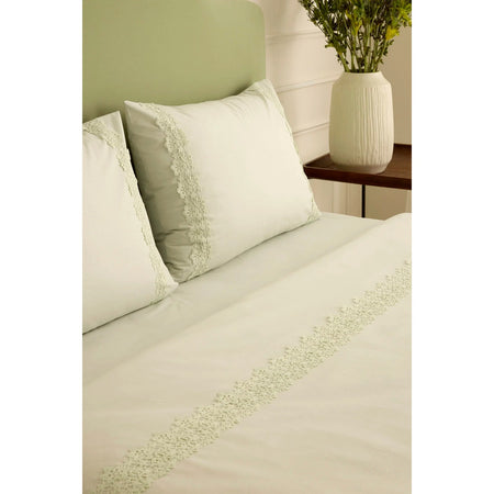 Karaca Home Lunelle Lace Double Duvet Cover Set Sage Green - MALLTURK