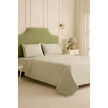 Karaca Home Velisse Lace Double Duvet Cover Set Sage Green - MALLTURK