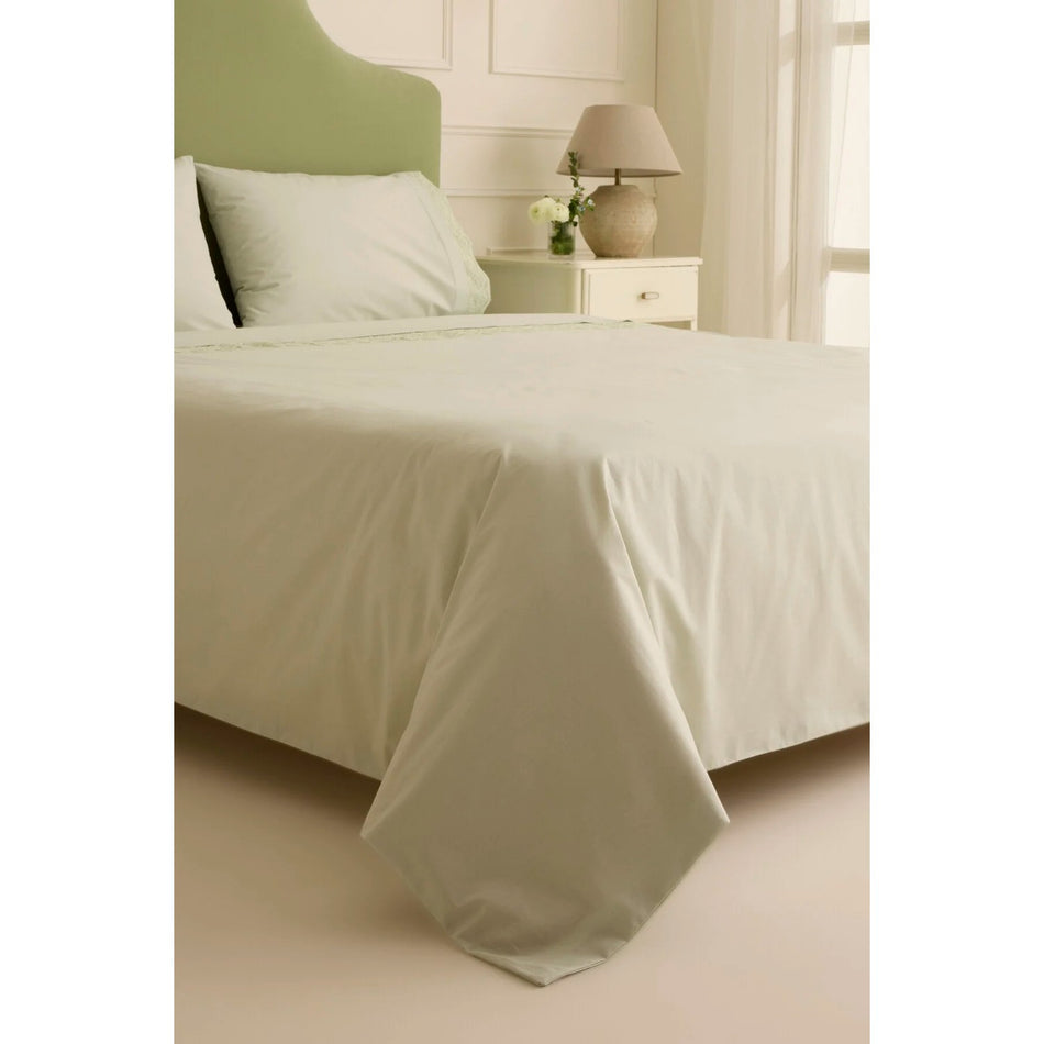 Karaca Home Velisse Lace Double Duvet Cover Set Sage Green - MALLTURK