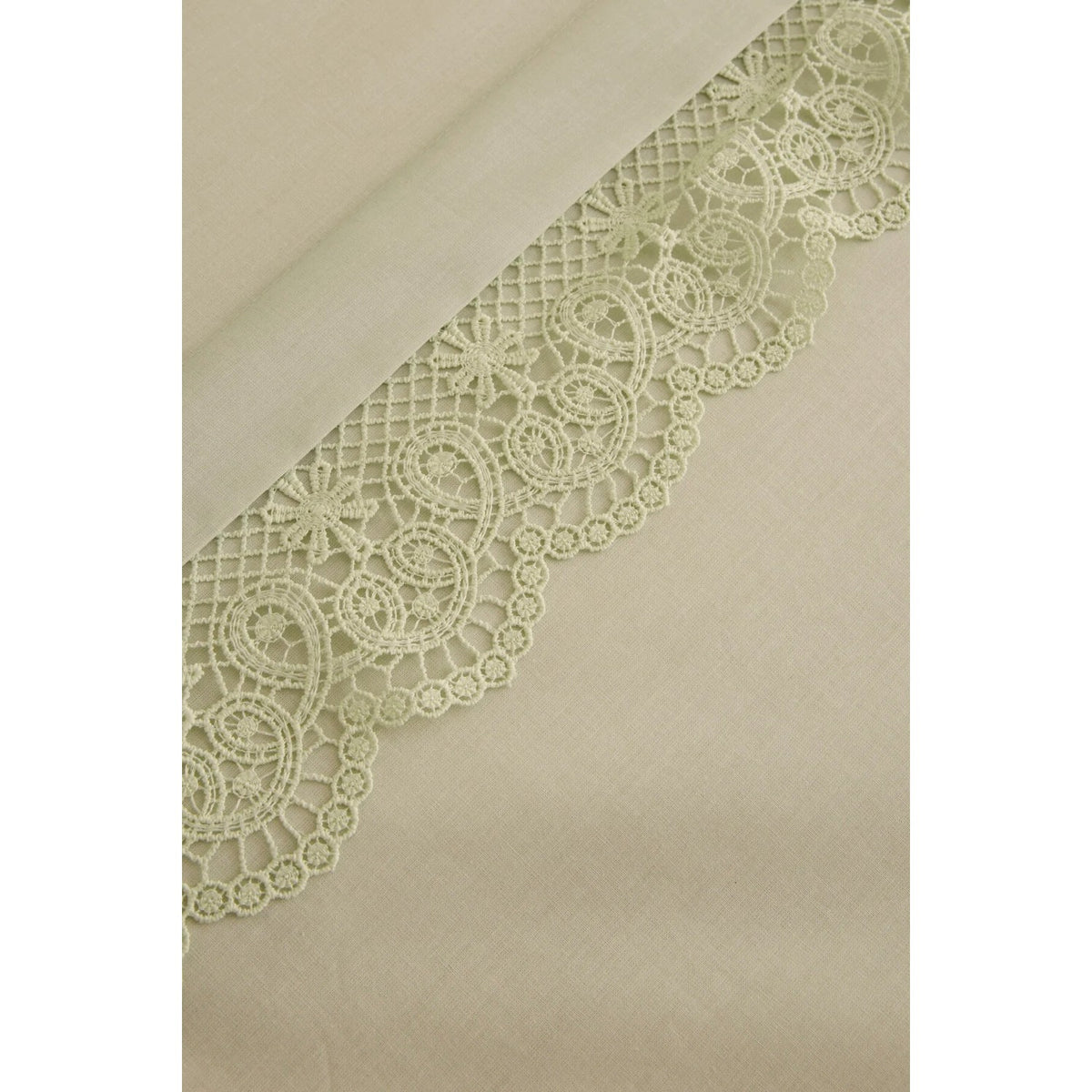 Karaca Home Velisse Lace Double Duvet Cover Set Sage Green - MALLTURK