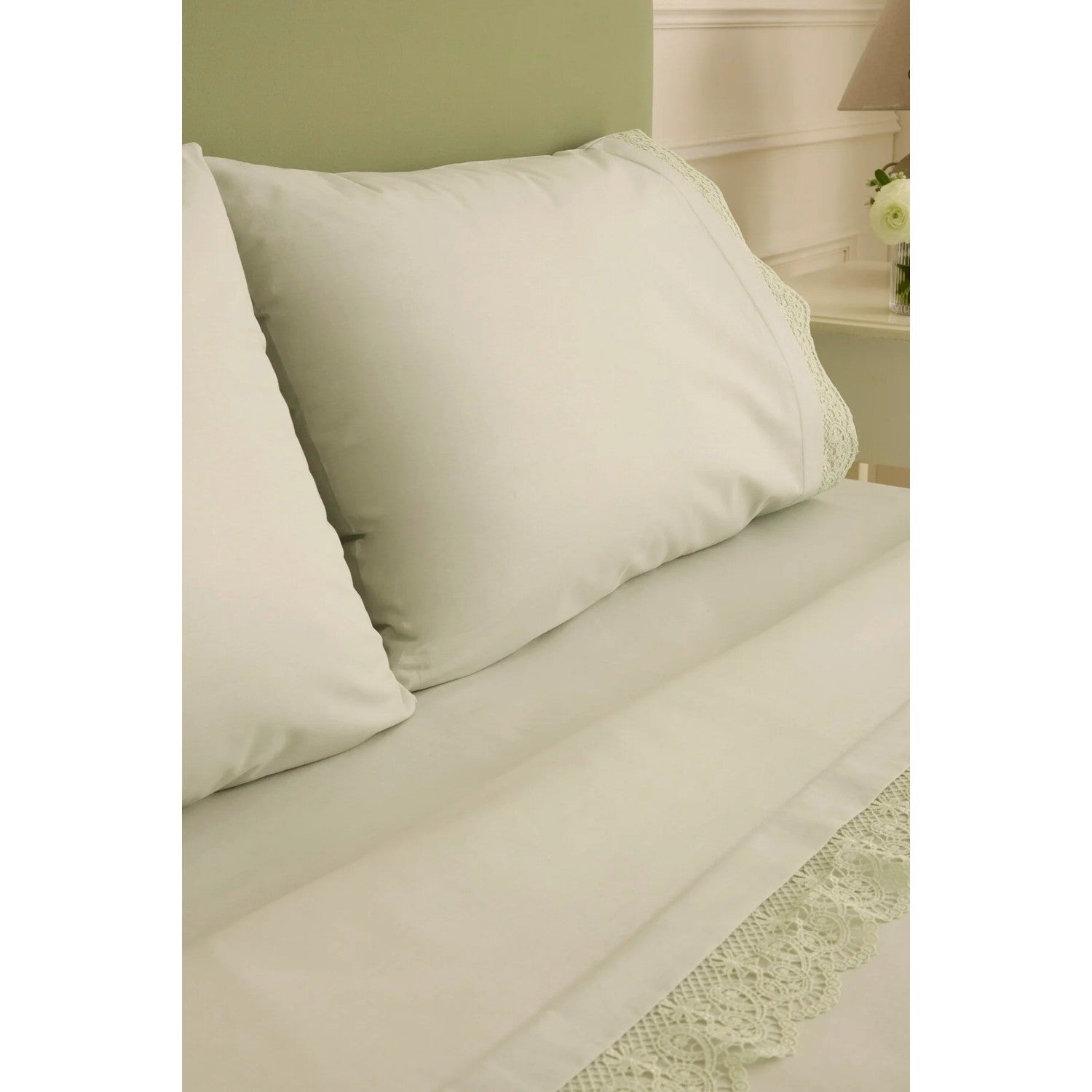 Karaca Home Velisse Lace Double Duvet Cover Set Sage Green - MALLTURK
