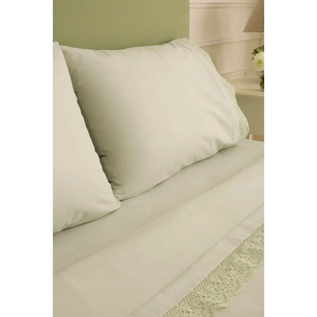 Karaca Home Velisse Lace Double Duvet Cover Set Sage Green - MALLTURK