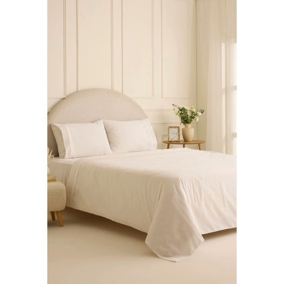 Karaca Home Velisse Lace Double Duvet Cover Set White - MALLTURK