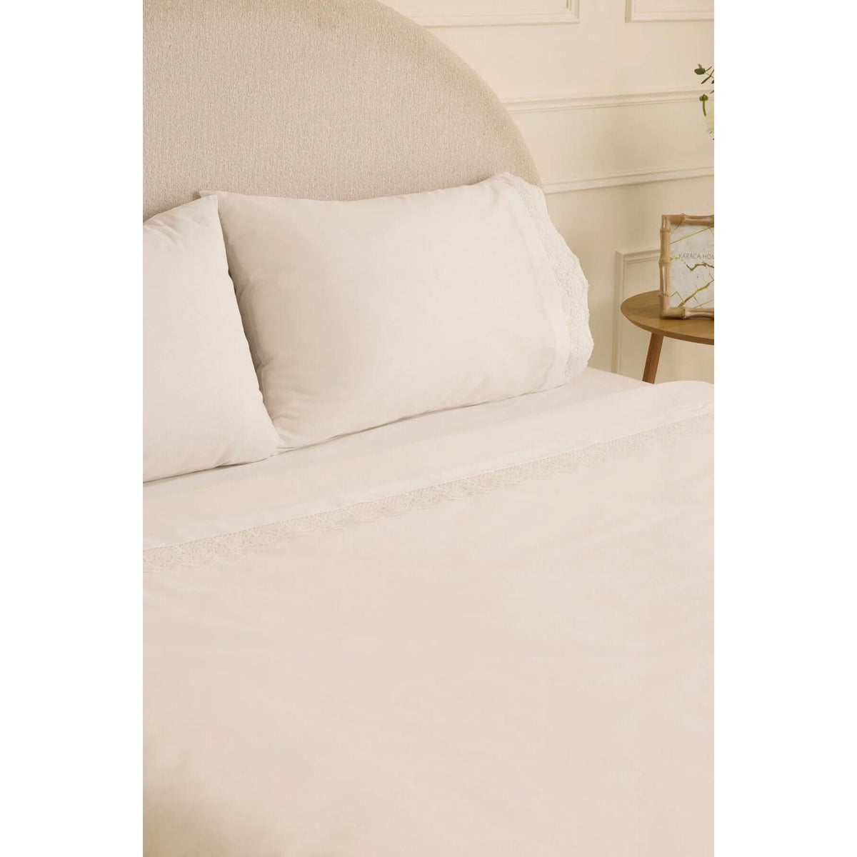 Karaca Home Velisse Lace Double Duvet Cover Set White - MALLTURK
