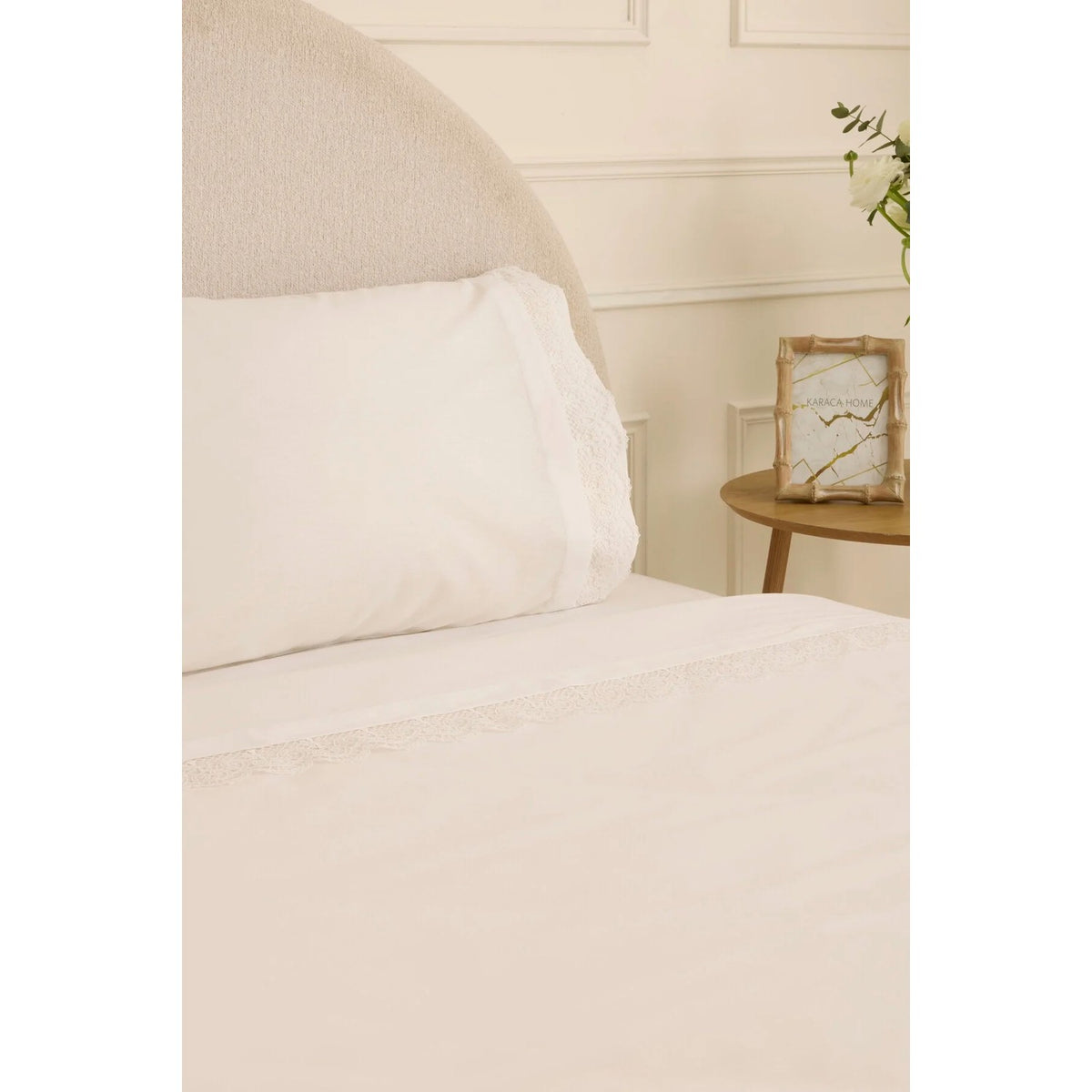 Karaca Home Velisse Lace Double Duvet Cover Set White - MALLTURK