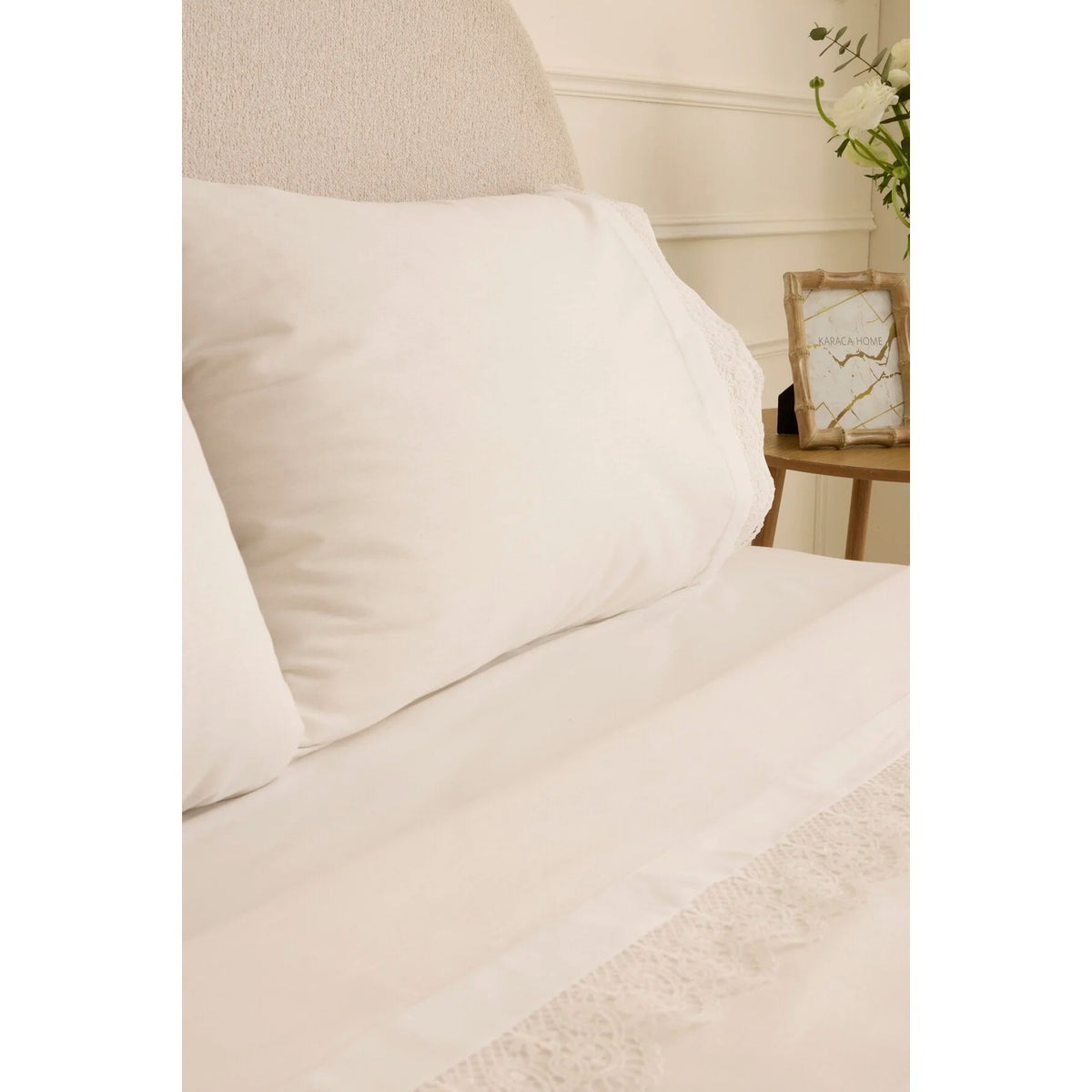 Karaca Home Velisse Lace Double Duvet Cover Set White - MALLTURK