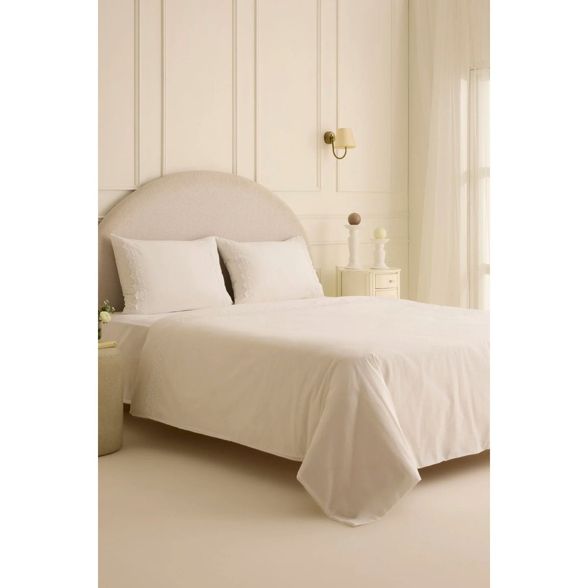 Karaca Home Lunelle Lace Double Duvet Cover Set White - MALLTURK