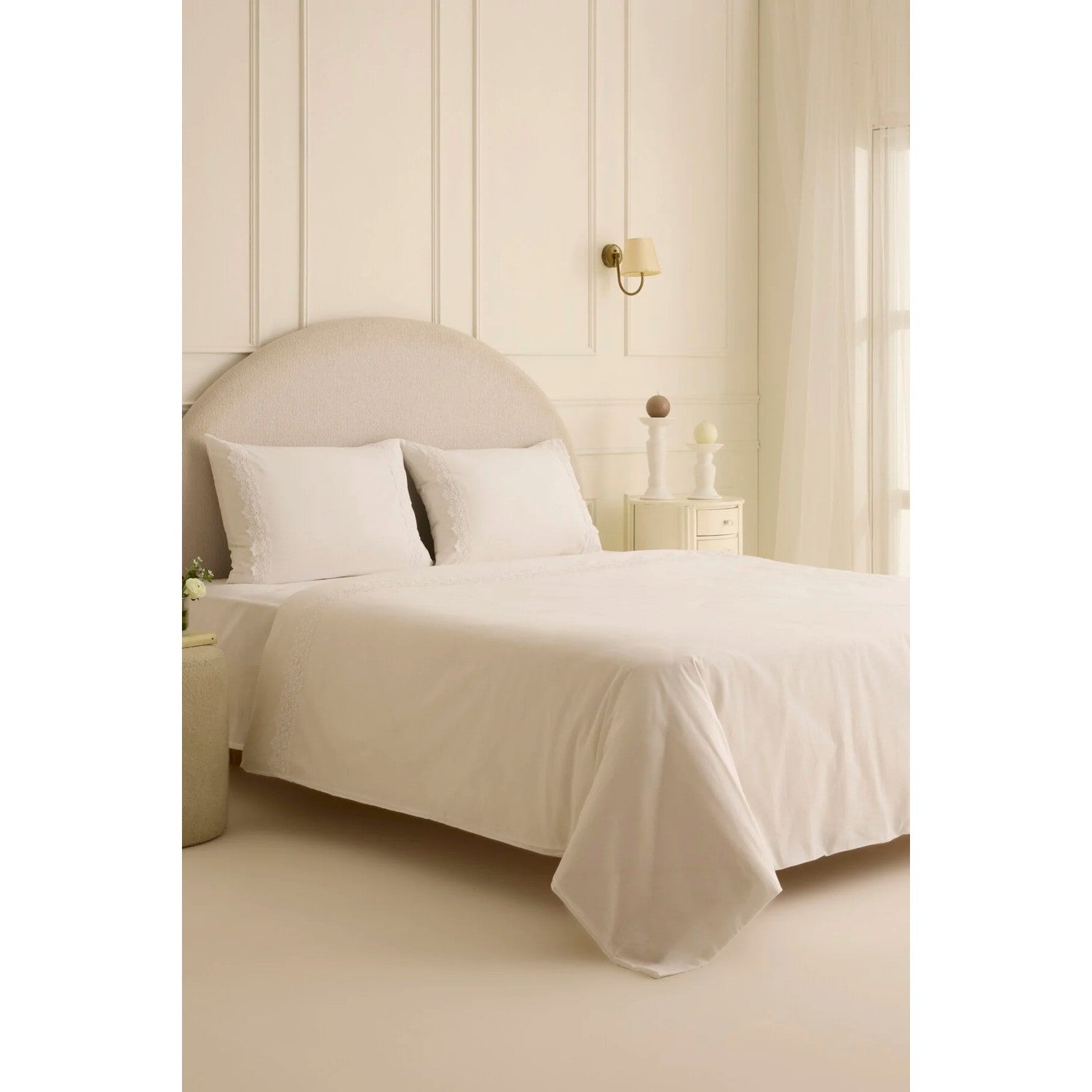 Karaca Home Lunelle Lace Double Duvet Cover Set White - MALLTURK