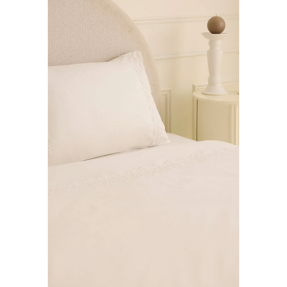 Karaca Home Lunelle Lace Double Duvet Cover Set White - MALLTURK