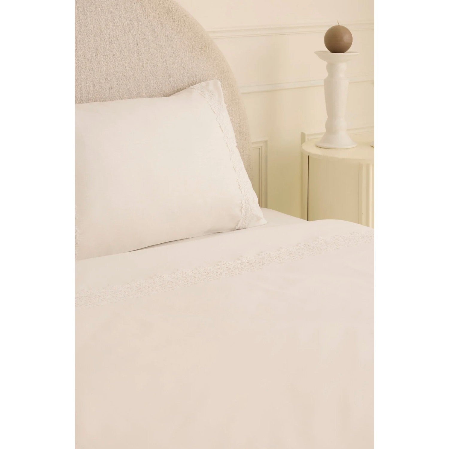 Karaca Home Lunelle Lace Double Duvet Cover Set White - MALLTURK