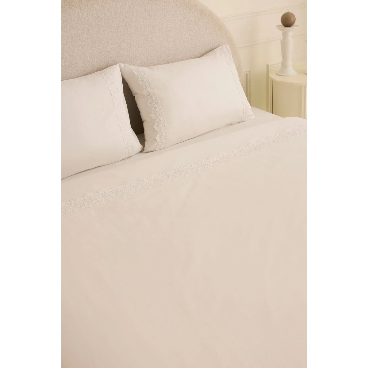 Karaca Home Lunelle Lace Double Duvet Cover Set White - MALLTURK