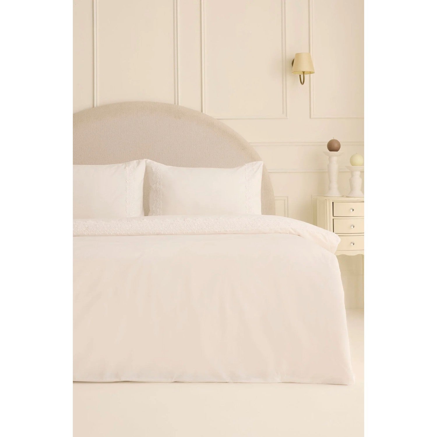 Karaca Home Lunelle Lace Double Duvet Cover Set White - MALLTURK