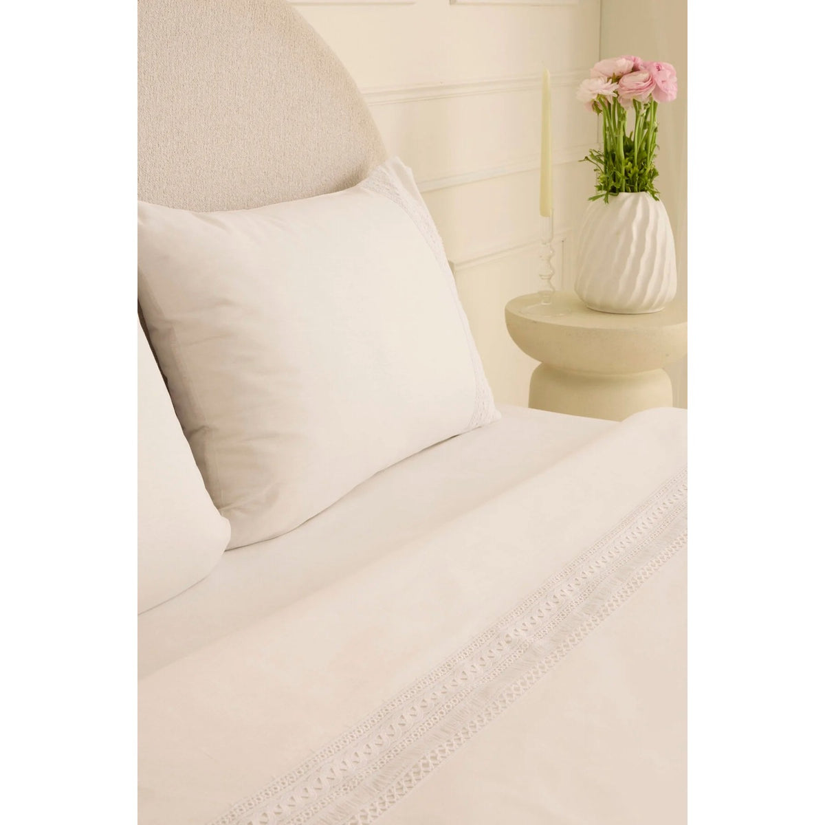 Karaca Home Ricamo Lace Double Duvet Cover Set White - MALLTURK