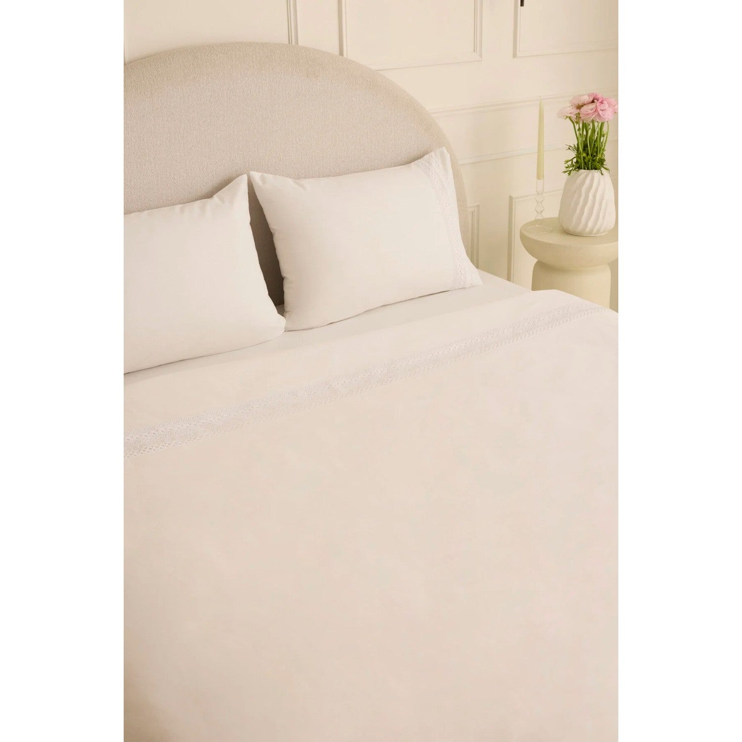 Karaca Home Ricamo Lace Double Duvet Cover Set White - MALLTURK