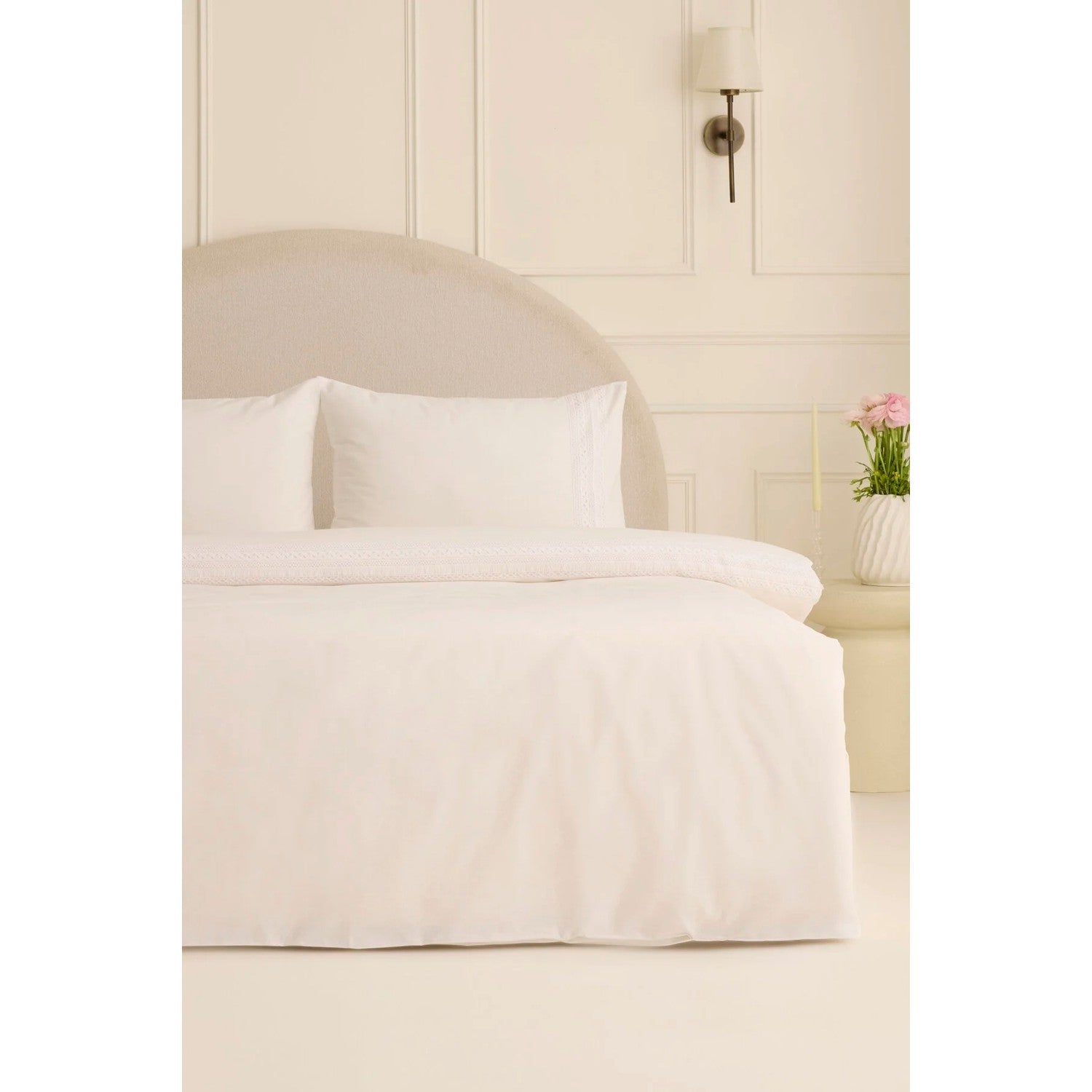 Karaca Home Ricamo Lace Double Duvet Cover Set White - MALLTURK