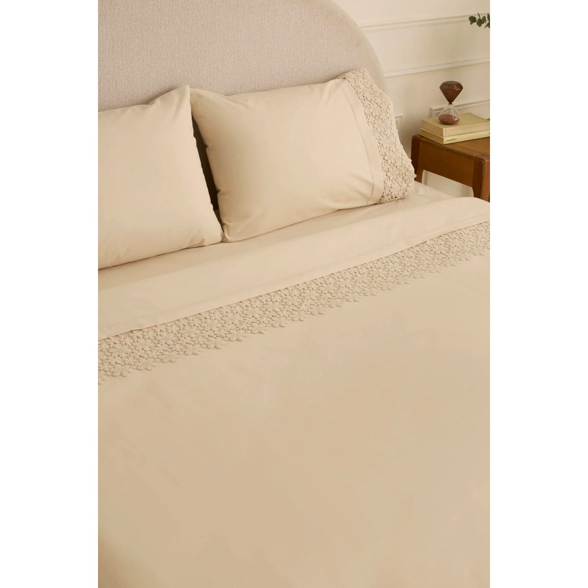 Karaca Home Rosal Embroidered Double Duvet Cover Set Beige - MALLTURK