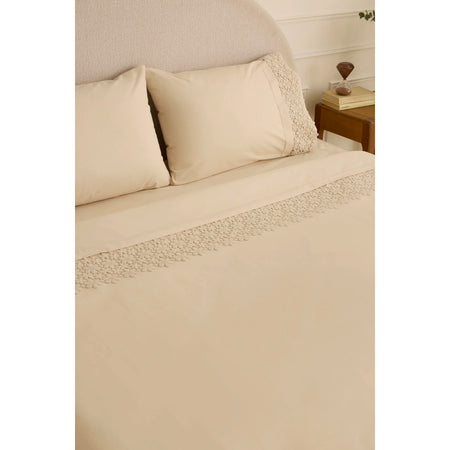 Karaca Home Rosal Embroidered Double Duvet Cover Set Beige - MALLTURK